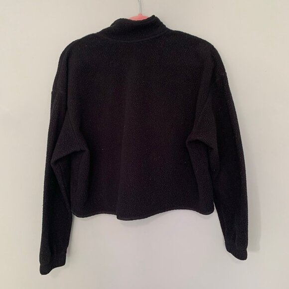 Adidas black fleece crop quarter button long sleeve pullover sweatshirt - Picture 6 of 10